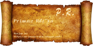 Primusz Réka névjegykártya